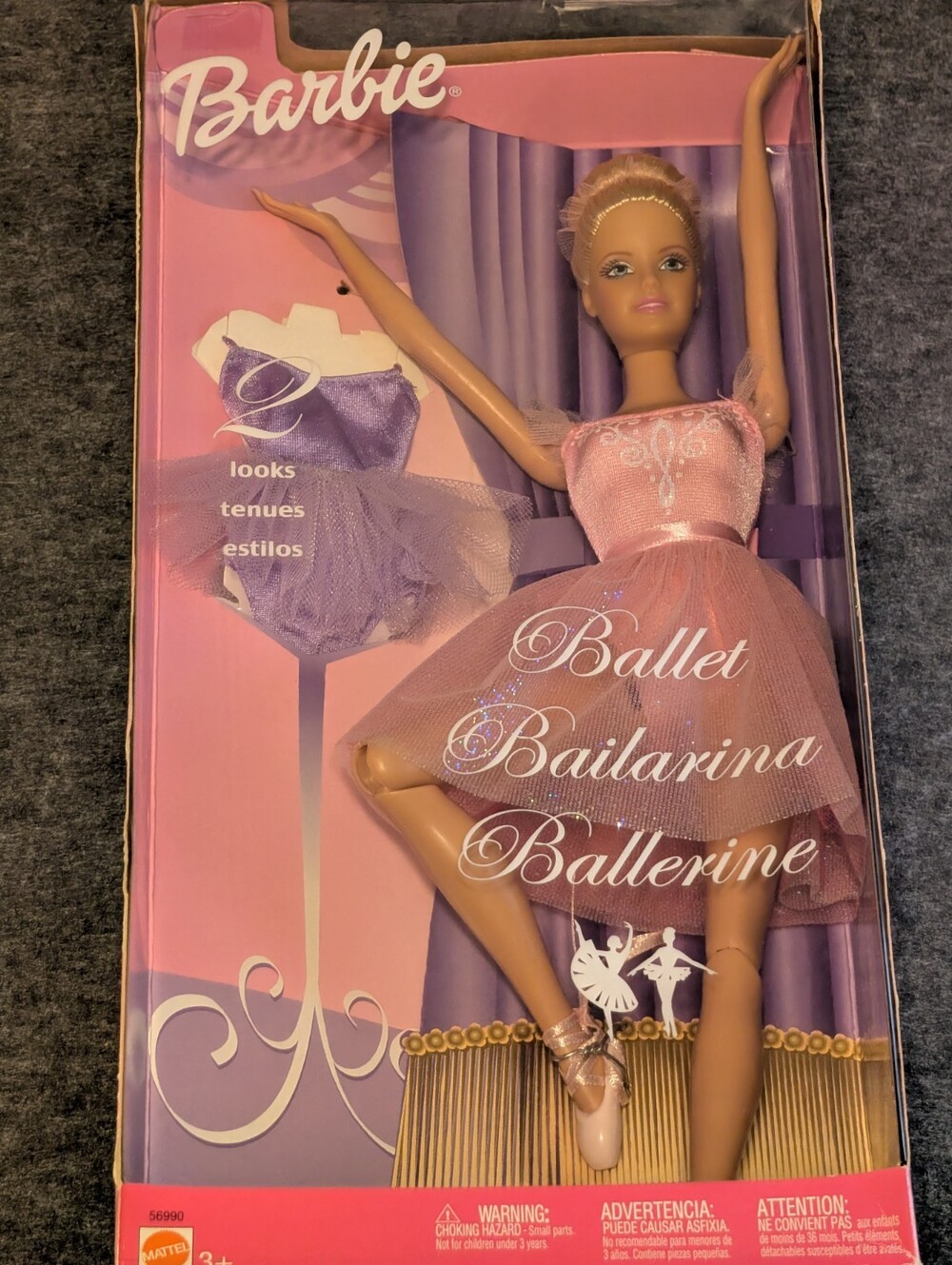 Ballet Barbie with 2 looks 56990 hinged legs Mattel 2002